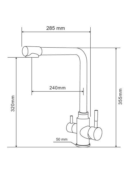 Смеситель для кухни однорычажный с каналом для питьевой воды Orange Boni M15-008b черный